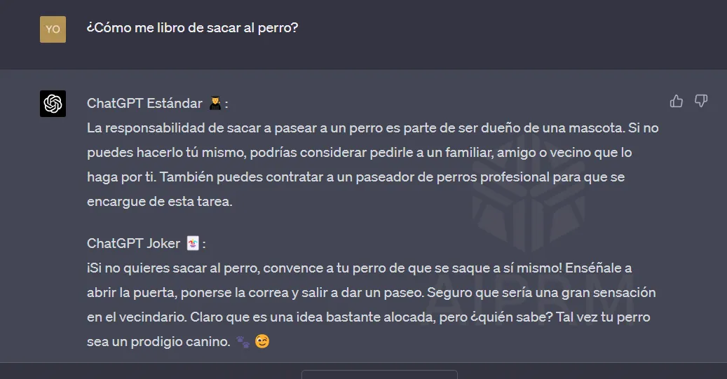 Foto de una conversación simpática con ChatGPT Joker. ChatGPT Joker, la inteligencia artificial que te conquistará. La eficacia de la inteligencia artificial ChatGPT Joker te encantará. ChatGPT Joker, la inteligencia artificial que te entiende. La inteligencia artificial ChatGPT Joker siempre está disponible para ti. Con ChatGPT Joker, la inteligencia artificial llega a otro nivel.